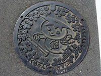 Японские чёрно-белые канализационные люки